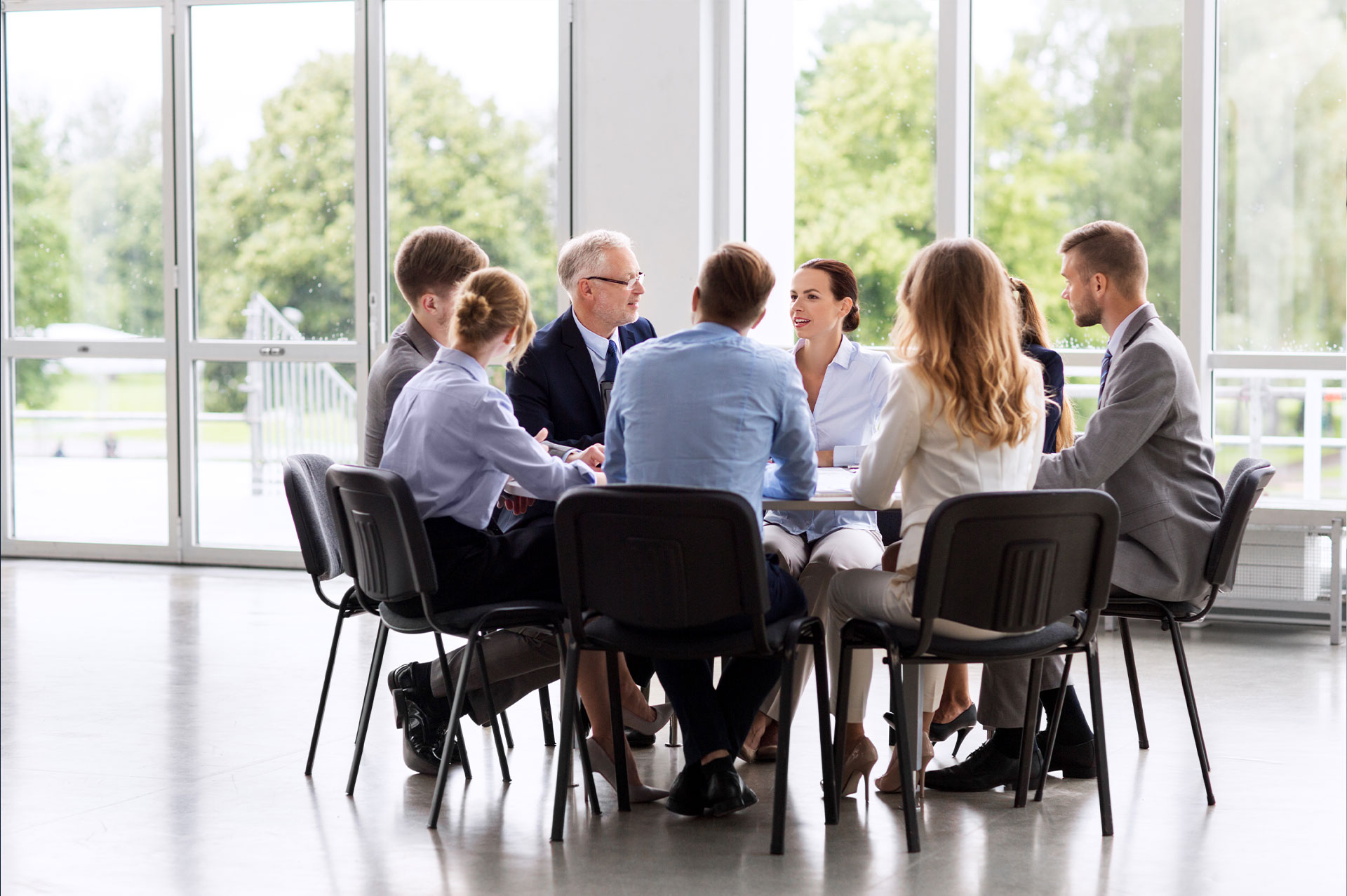 Team meeting around table