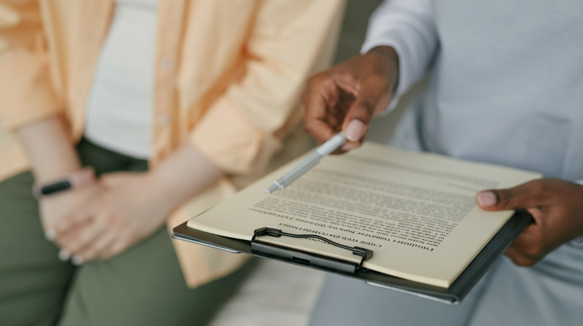 Reviewing documents on a clipboard